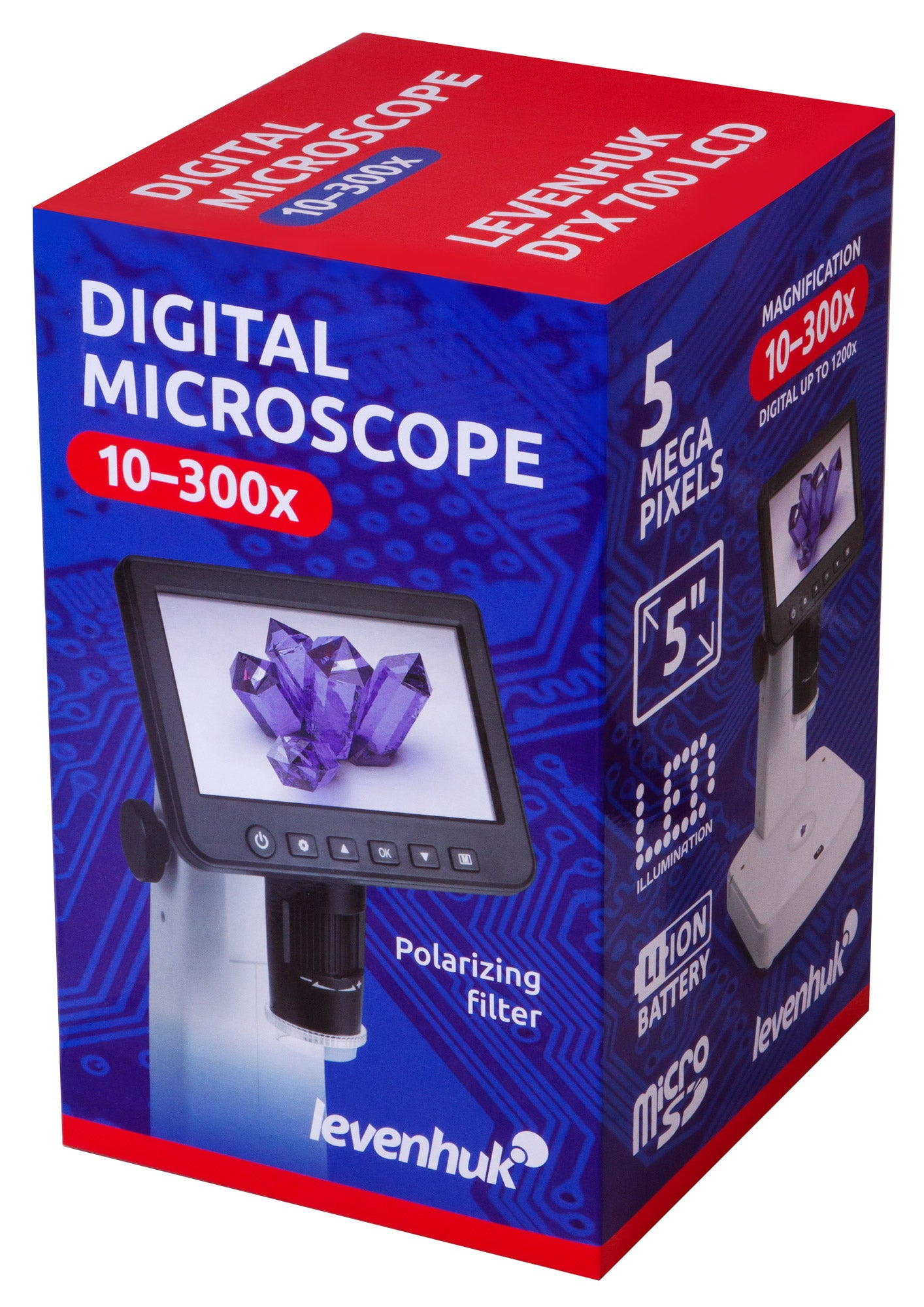 Microscopio Digital Portátil Levenhuk DTX 90, Aumento 10-300x, Cámara 5 Mpx, Con Trípode Y Software De Medición Para Windows/Mac