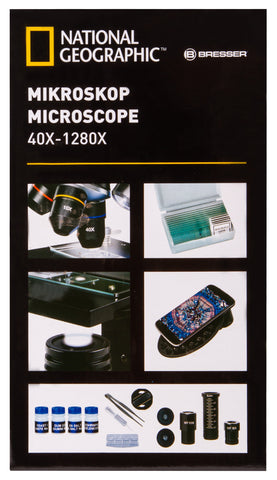 Microscópio Bresser National Geographic 40x-1280x com suporte para smartphone