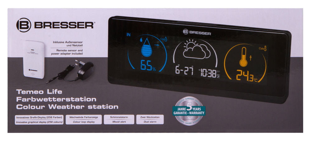 Bresser Temeo Life Weather Station with Color Display, black