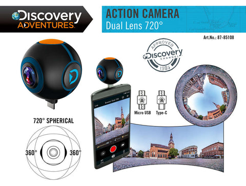 Câmara de ação Bresser Discovery Adventures HD 720° para Android
