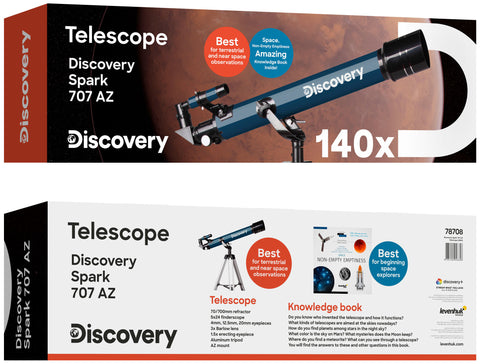 Discovery Spark 707 AZ Telescope with book