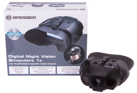 Binoculares digitales de visión nocturna Bresser 1-2x, con soporte para la cabeza