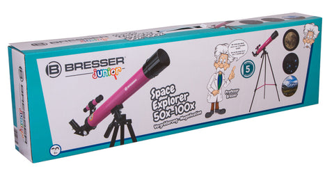 Telescópio Bresser Junior Space Explorer 45/600 AZ, cor-de-rosa